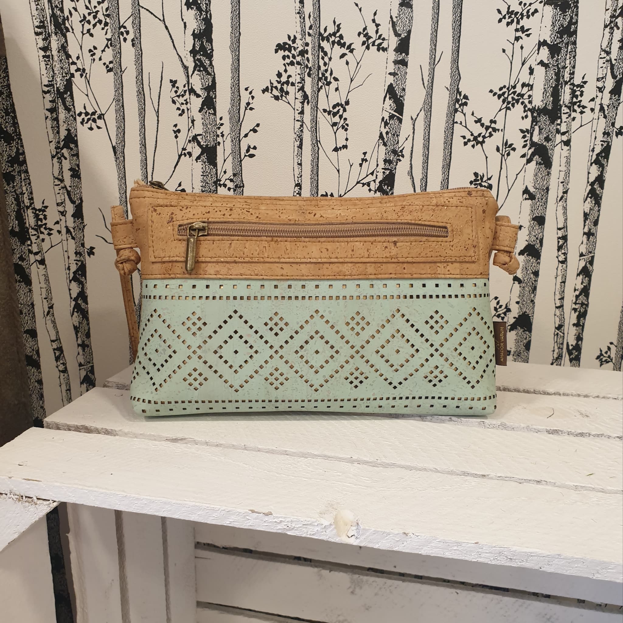 Sac bandoulière bleu pastel - made in portugal - vue de devant