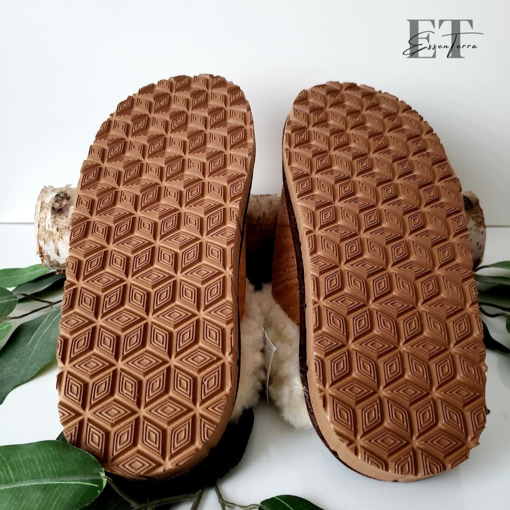 Chaussons en liège fourrés ouverts Alba