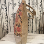 Sac cabas liège  imprimé fleurs - vue de coté