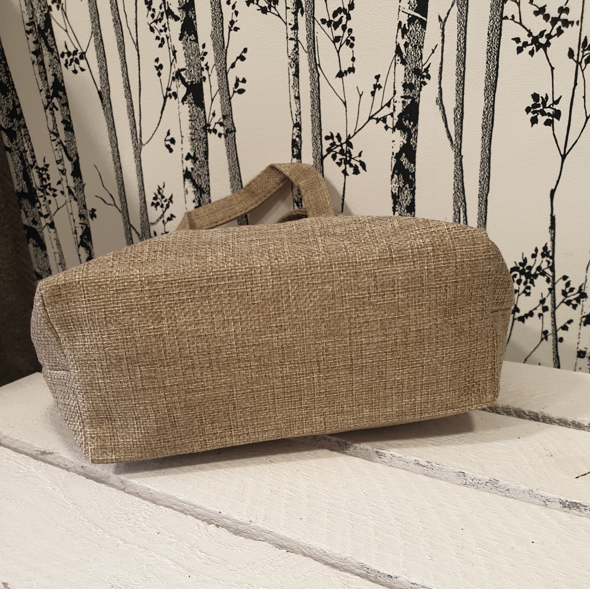 Sac cabas Rosalia en tissu et liège avec imprimé de roses - Vue de ssous