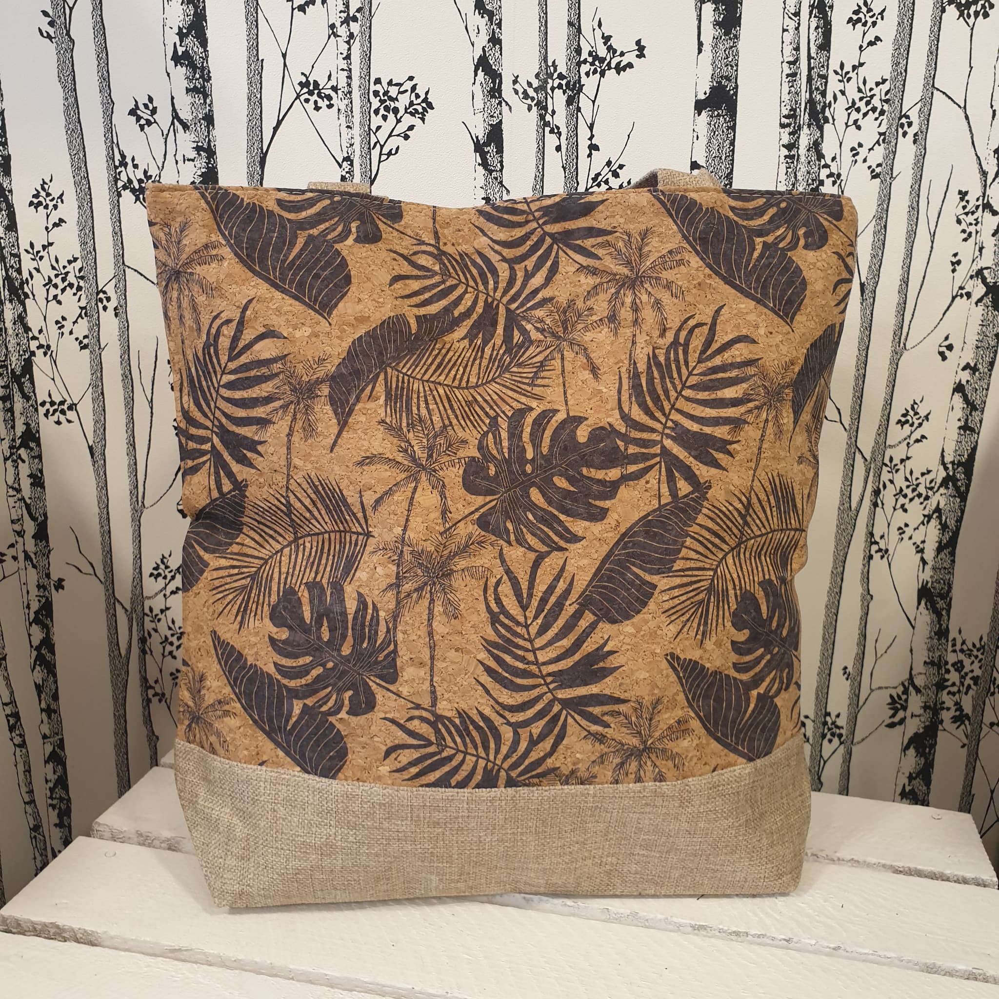 Sac cabas Sylvara en liège naturel et textile tissé