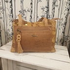 Sac à main en liège marron et ocre – vue de face