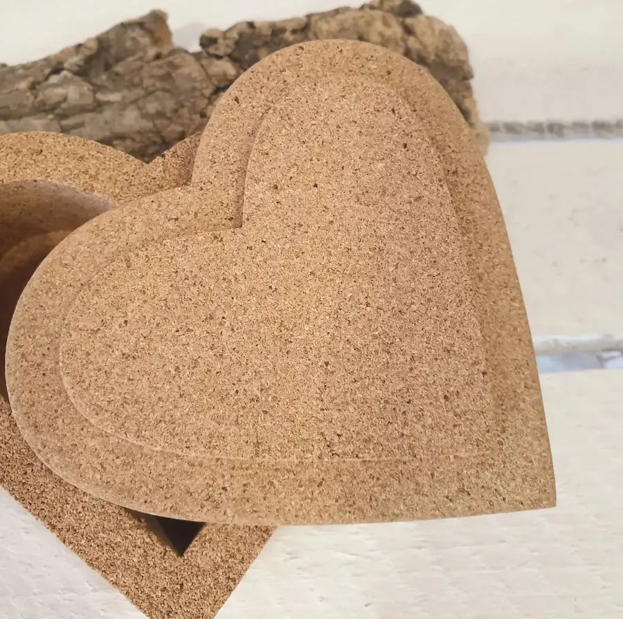 Boîte à bijoux en liège forme cœur - Vue complète