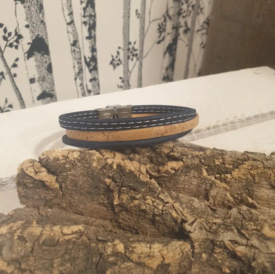 VUE DE DEVANT BRACELET VEGAN bleu foncé