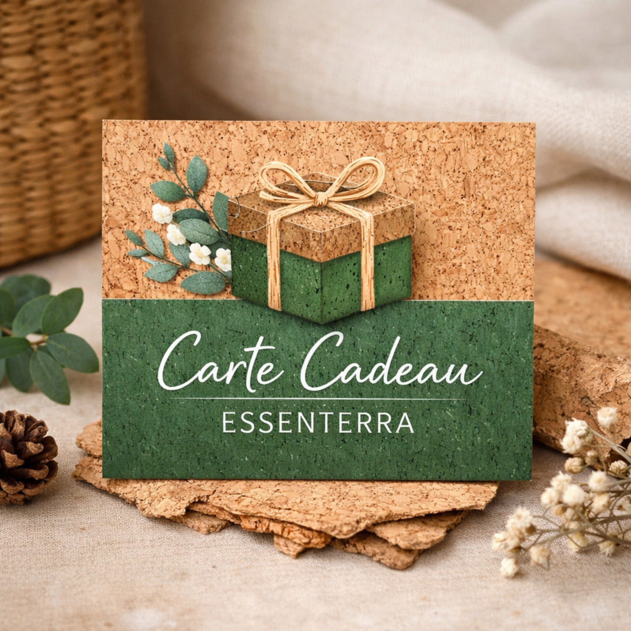 Carte cadeau numérique EssenTerra accessoires liège vegan et vêtements éco-responsables Love by MD