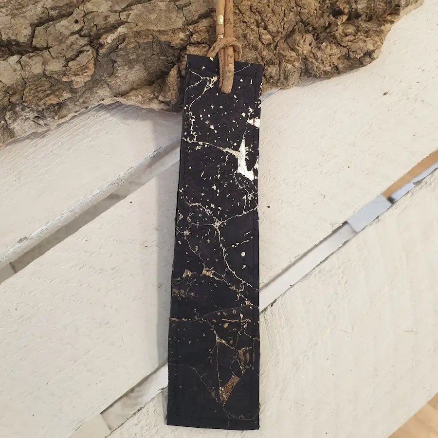 Marque-page en liège naturel –bleu doré - accessoire de lecture