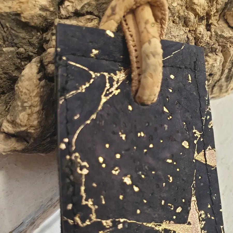 détail Marque-page en liège bleu doré fait main