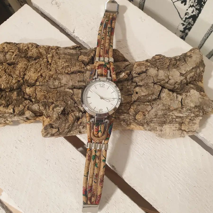 Montre écoresponsable en liège faite main – modèle Floraë