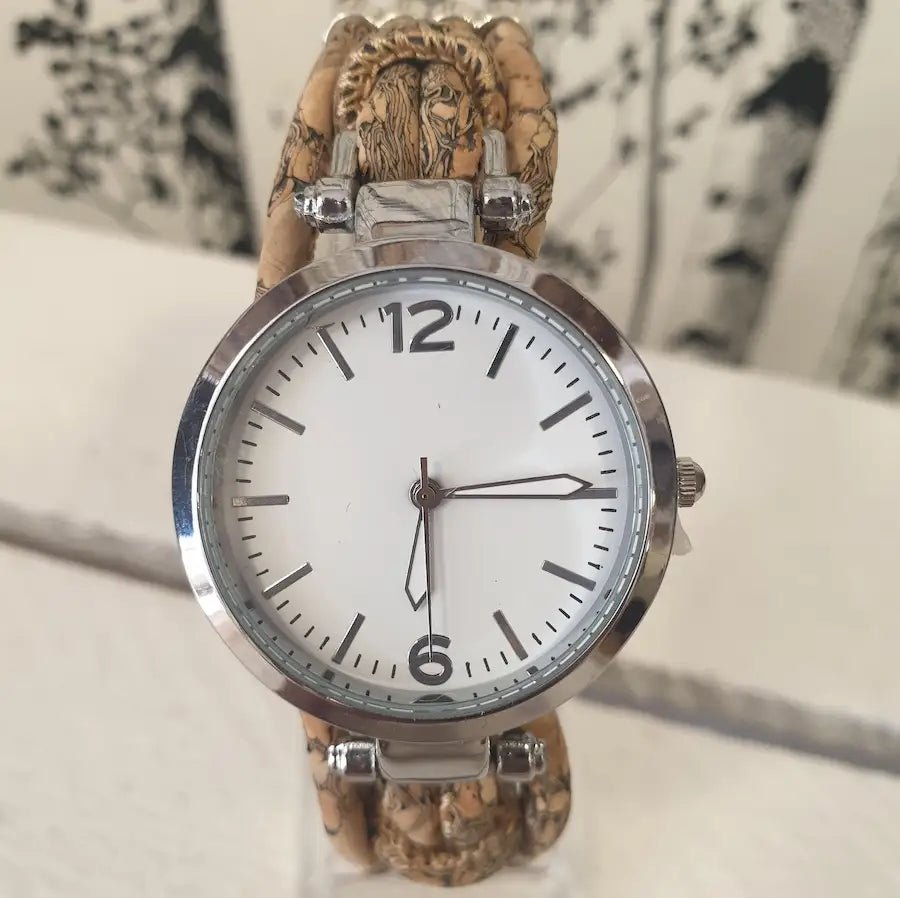 Montre en liège Lola zébré avec cadran fond liège