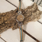 montre en liège Papillona naturel et bleu avec breloques papillon