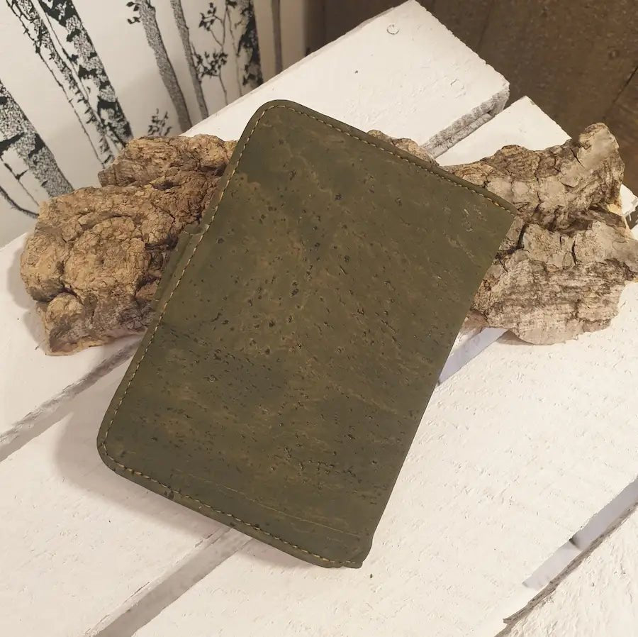 Vue arrière portefeuille vert