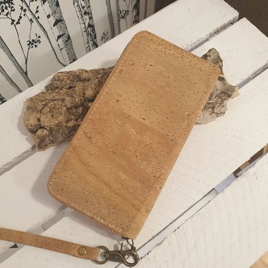Portefeuille en liège naturel avec fermeture zippée