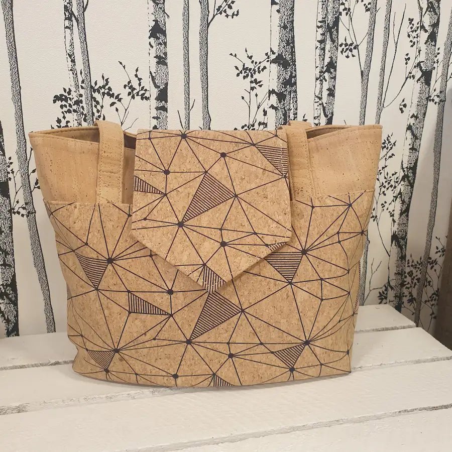 Sac à main en liège naturel avec formes géométrique – vue de face