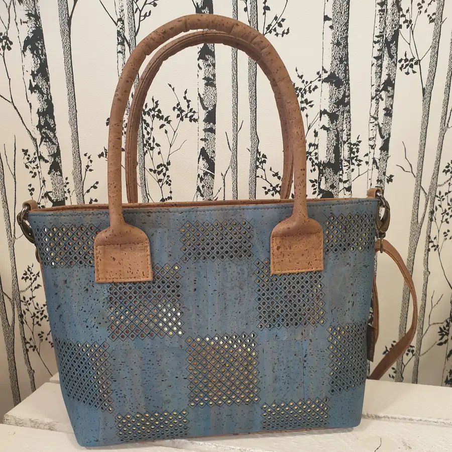 Sac a main en liege bleu - vue de devant