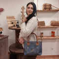 SAC A MAIN EN LIEGE BLEU PORTE