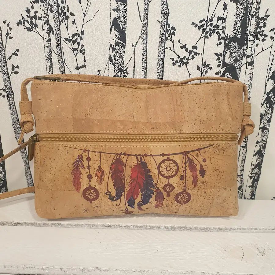 Vue de devant sac bandoulière naturel dina